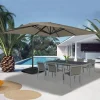 Parasol déporté rotatif 3x4 m taupe "60° avec 4 dalles et housse*IDMarket Hot