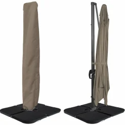 Parasol déporté rotatif 3x4 m taupe