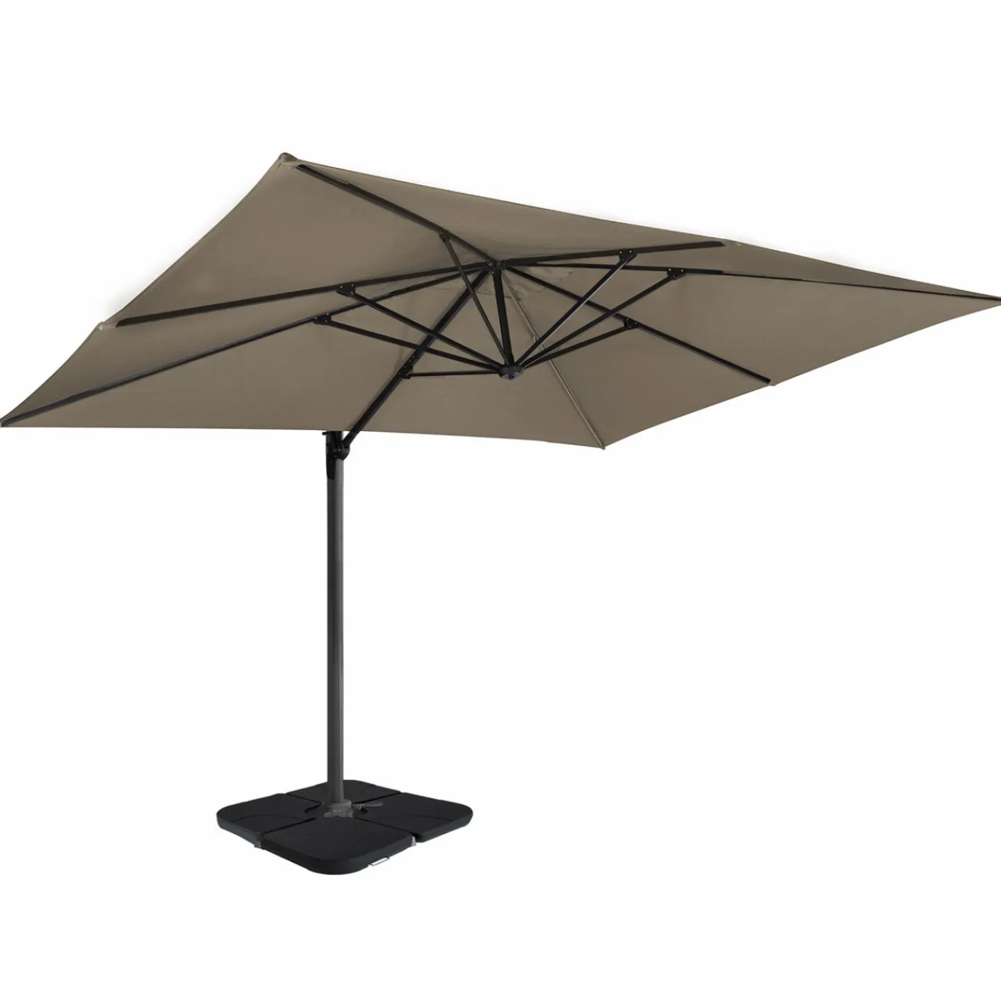 Parasol déporté rotatif 3x4 m taupe "60° avec 4 dalles et housse*IDMarket Hot