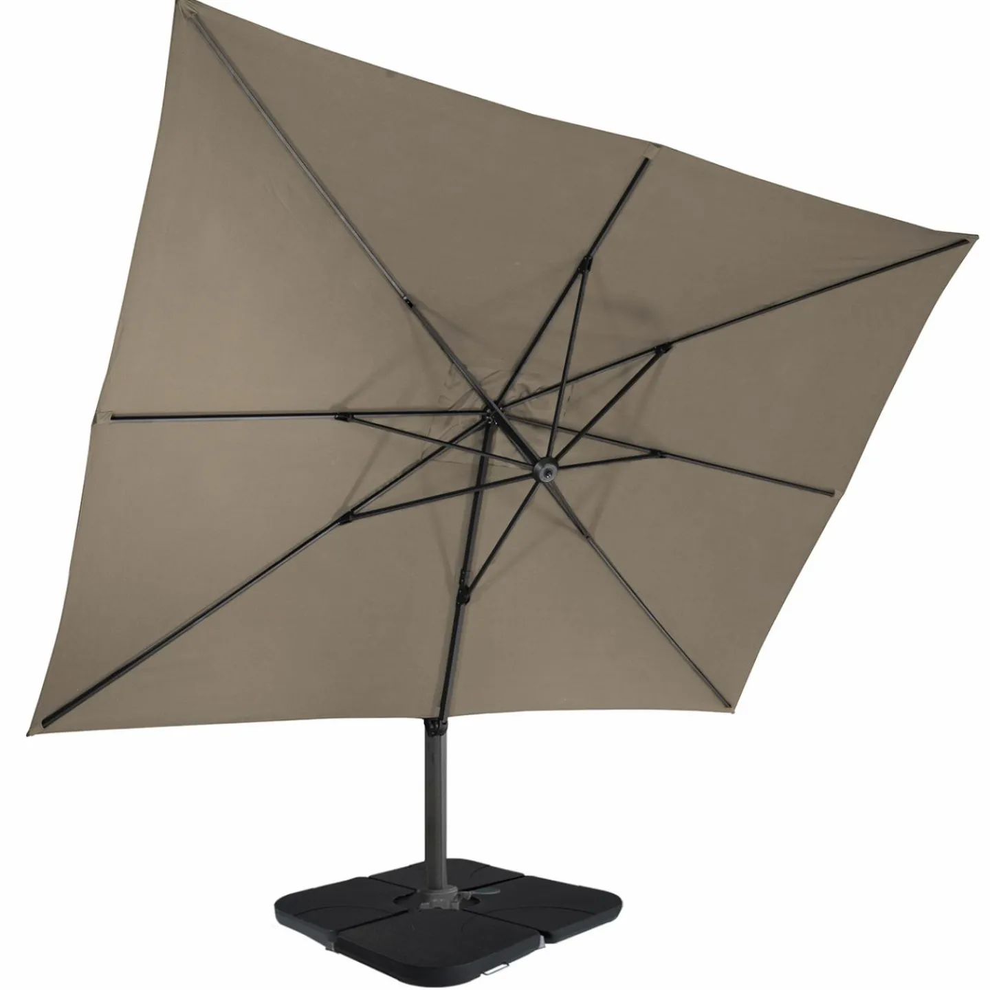 Parasol déporté rotatif 3x4 m taupe "60° avec 4 dalles et housse*IDMarket Hot