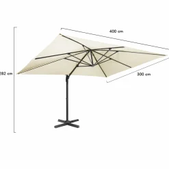 Parasol déporté 3x4 m écru*IDMarket Clearance
