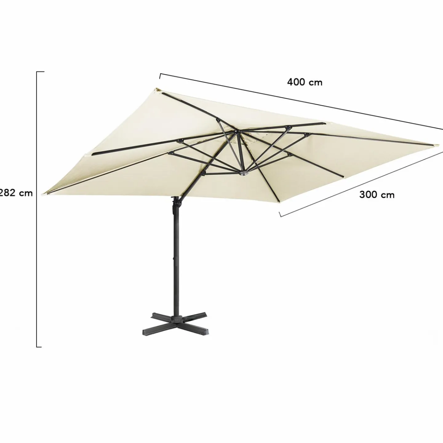 Parasol déporté 3x4 m écru*IDMarket Clearance