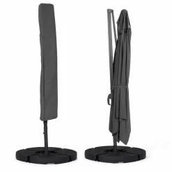 Parasol déporté 3x4 m gris*IDMarket Hot