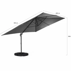 Parasol déporté 3x4 m gris*IDMarket Hot