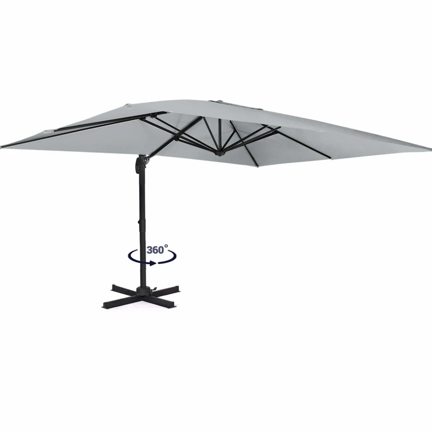 Parasol déporté 3x4 m rotatif 360 coloris gris clair*IDMarket Hot