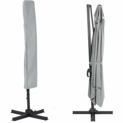 Parasol déporté 3x4 m rotatif 360 coloris gris clair*IDMarket Hot