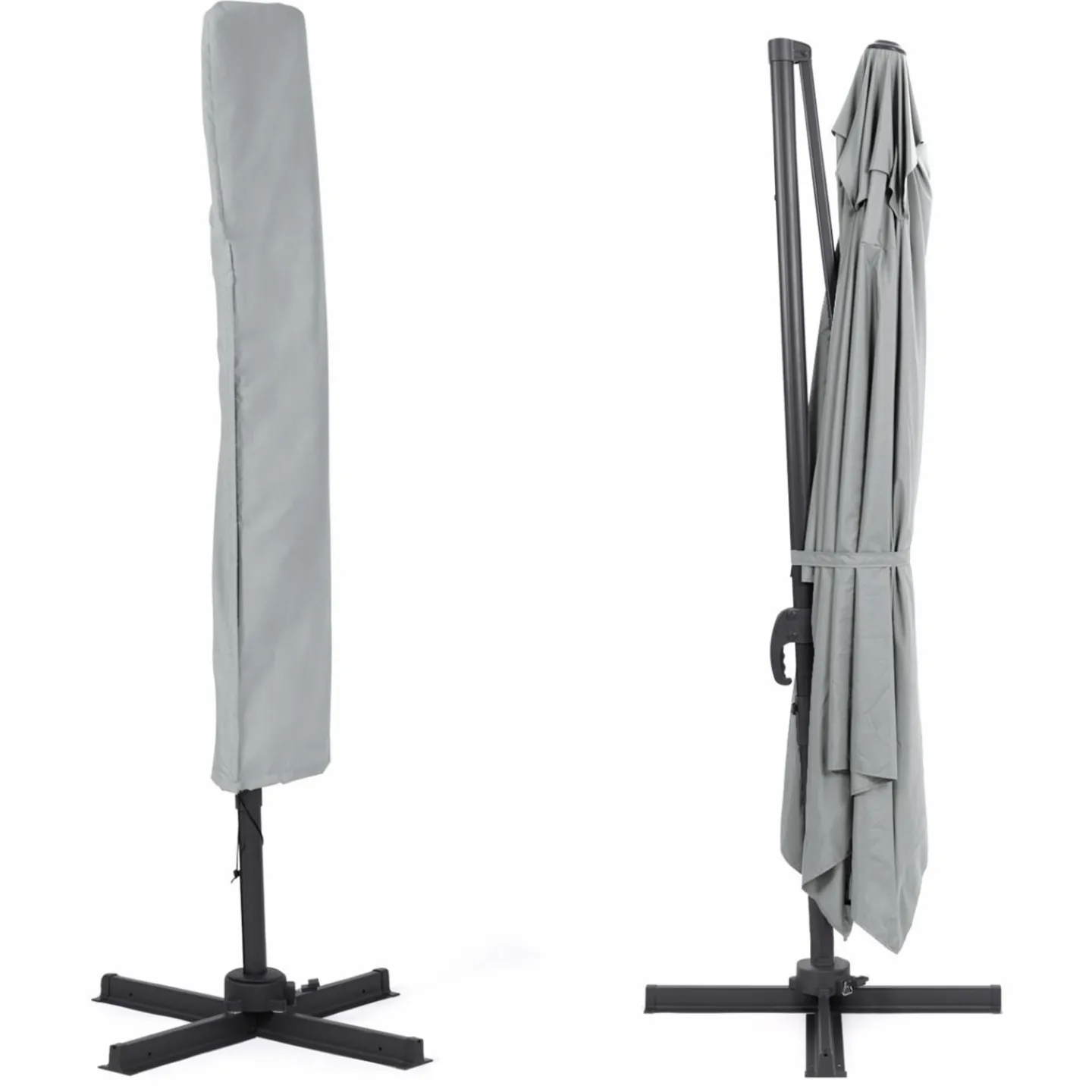 Parasol déporté 3x4 m rotatif 360 coloris gris clair*IDMarket Hot