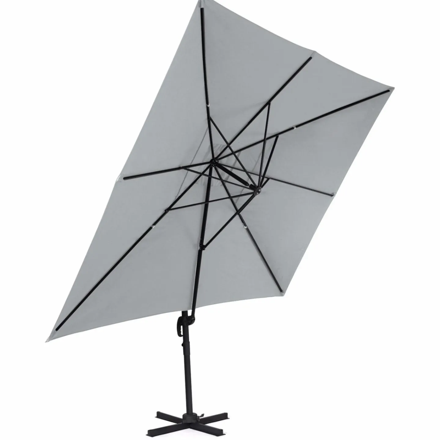 Parasol déporté 3x4 m rotatif 360 coloris gris clair*IDMarket Hot