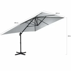 Parasol déporté 3x4 m rotatif 360 coloris gris clair*IDMarket Hot