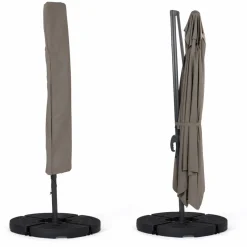 Parasol déporté 3x4 m rotatif 360 coloris taupe*IDMarket New