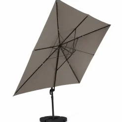Parasol déporté 3x4 m rotatif 360 coloris taupe*IDMarket New