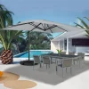 Parasol déporté 3x4 m rotatif 360 gris clair avec 4 dalles*IDMarket Sale