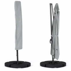 Parasol déporté 3x4 m rotatif 360 gris clair avec 4 dalles*IDMarket Sale