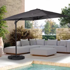 Parasol déporté 3x3 m rotatif 360 coloris gris*IDMarket Discount