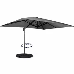 Parasol déporté 3x3 m rotatif 360 coloris gris*IDMarket Discount