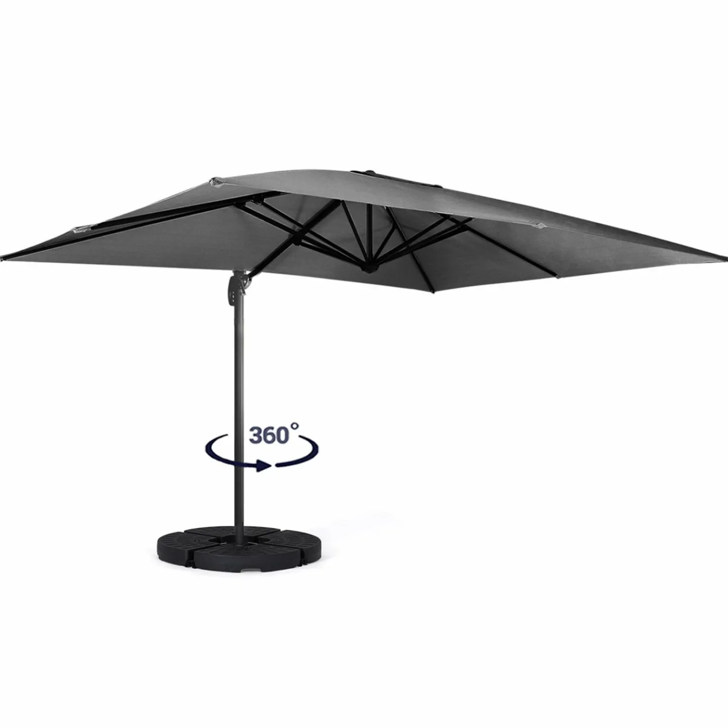 Parasol déporté 3x3 m rotatif 360 coloris gris*IDMarket Discount