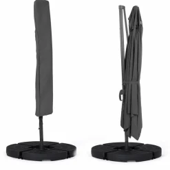 Parasol déporté 3x3 m rotatif 360 coloris gris*IDMarket Discount