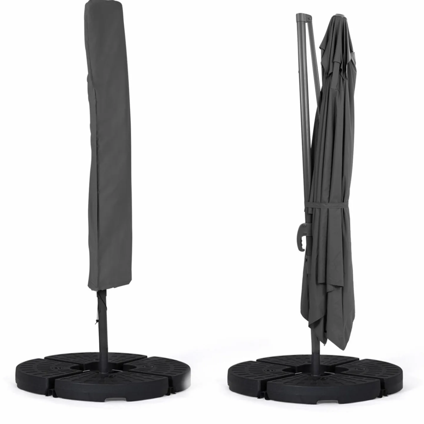 Parasol déporté 3x3 m rotatif 360 coloris gris*IDMarket Discount