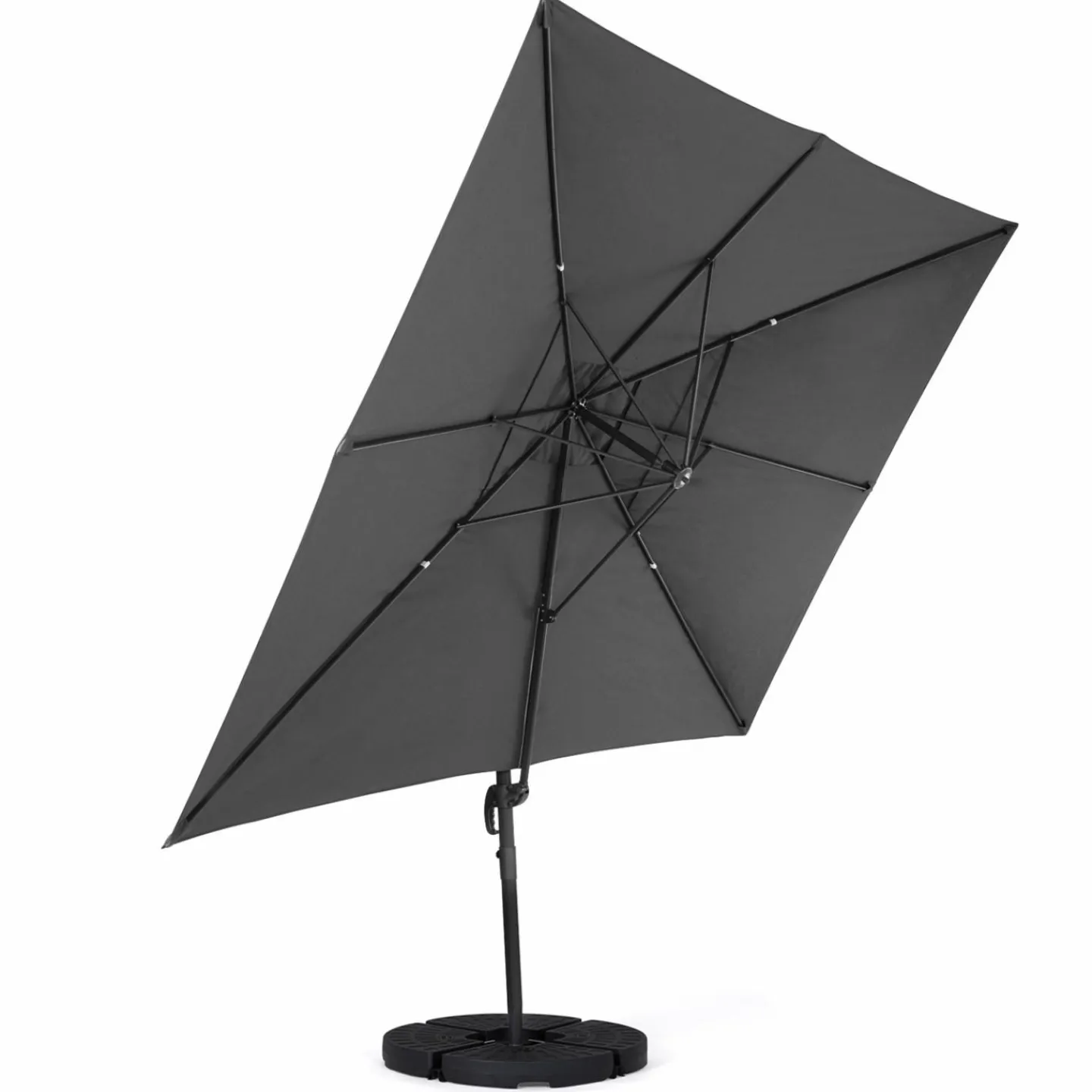 Parasol déporté 3x3 m rotatif 360 coloris gris*IDMarket Discount