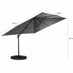 Parasol déporté 3x3 m rotatif 360 coloris gris*IDMarket Discount