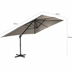 Parasol rectangulaire déporté 3x4m taupe*IDMarket Hot