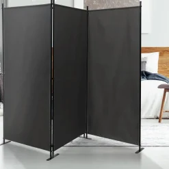 Paravent extérieur / intérieur sur pieds 3 panneaux gris anthracite*IDMarket Hot