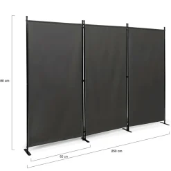 Paravent extérieur / intérieur sur pieds 3 panneaux gris anthracite*IDMarket Hot