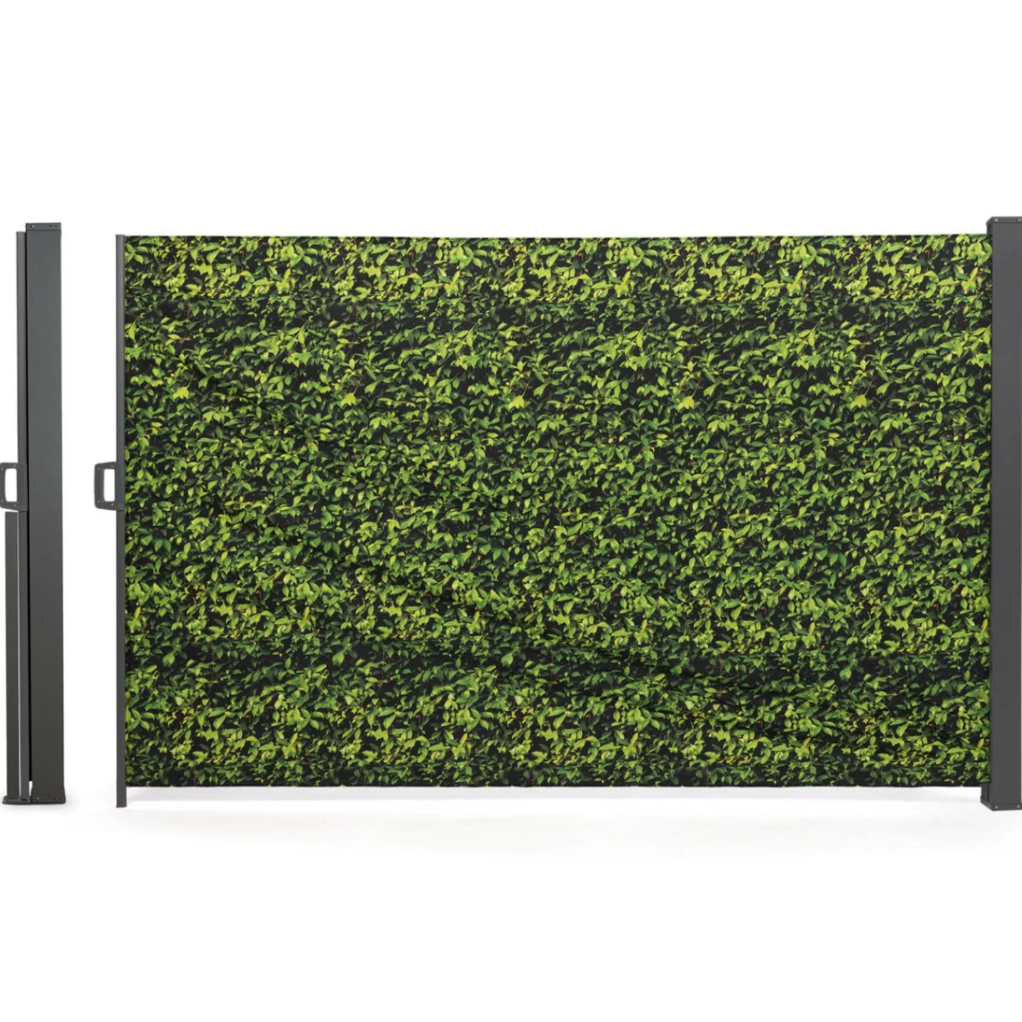 Paravent extérieur rétractable 400x180 cm store latéral motif feuillage*IDMarket Clearance