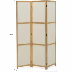 Paravent rétractable intérieur décoratif en bois et tissu beige*IDMarket Best