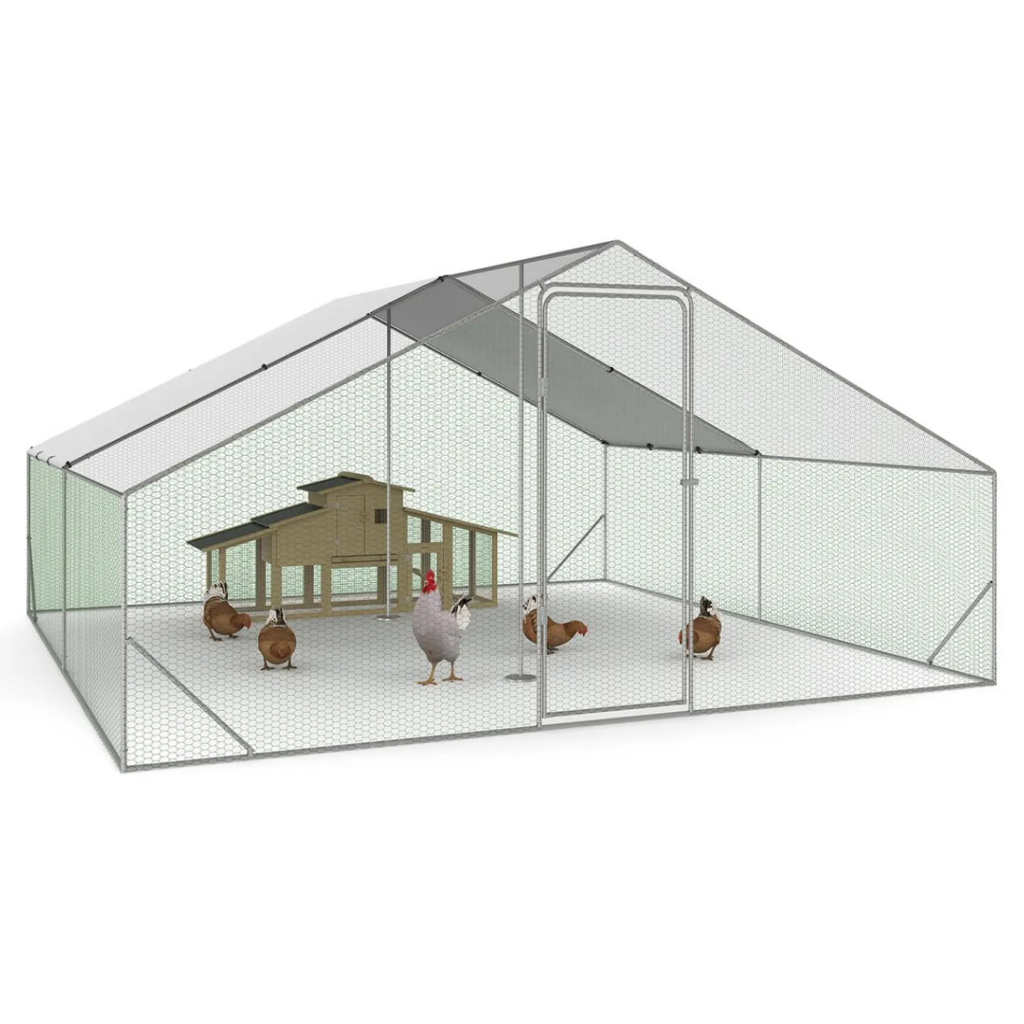 Parc à poules grillagé 16 m²*IDMarket Outlet