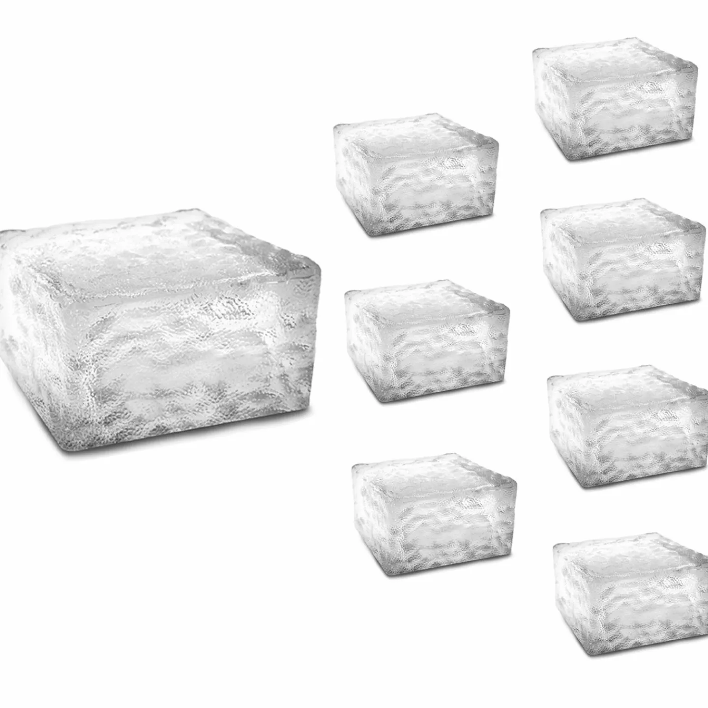 Pavés solaires en verre 4 LEDS blanches éclairage de jardin*IDMarket New