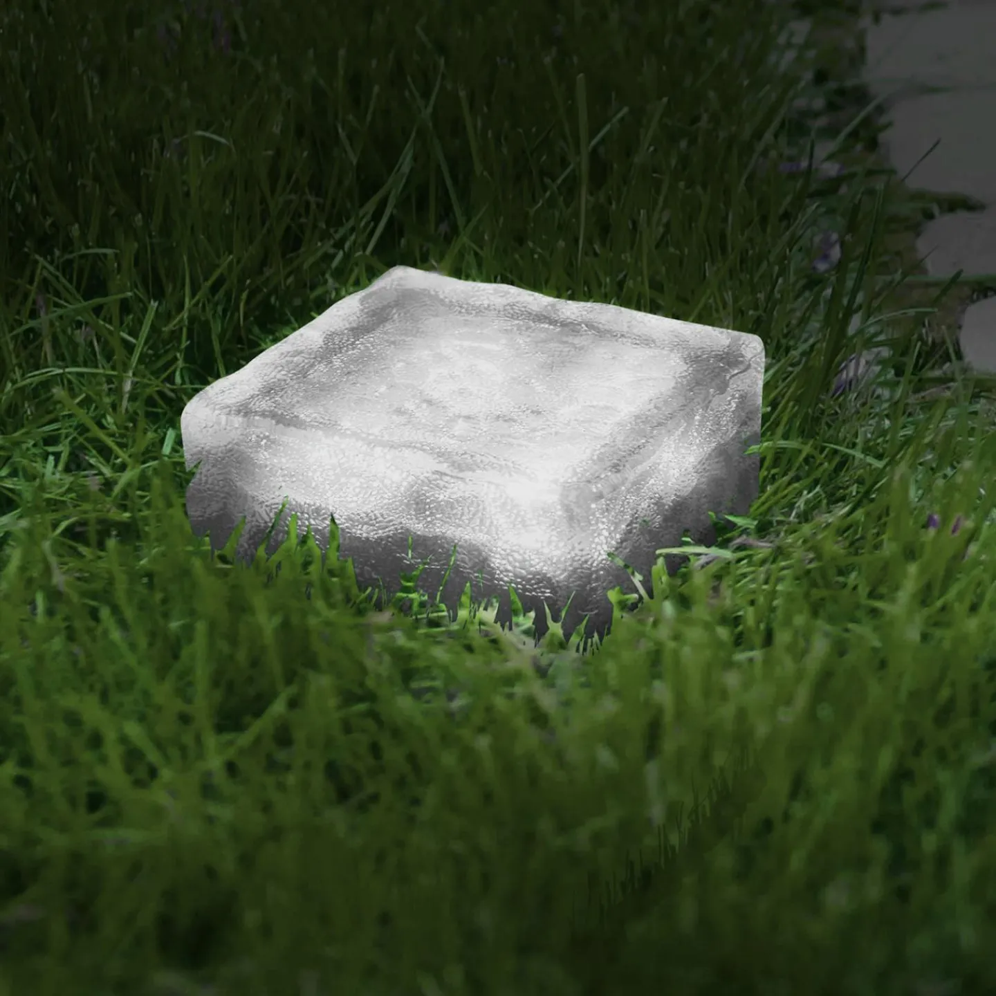 Pavés solaires en verre 4 LEDS blanches éclairage de jardin*IDMarket New