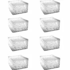 Pavés solaires en verre 4 LEDS blanches éclairage de jardin*IDMarket New