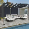 Pergola acier lames orientables avec 4 stores gris 3x3 m*IDMarket