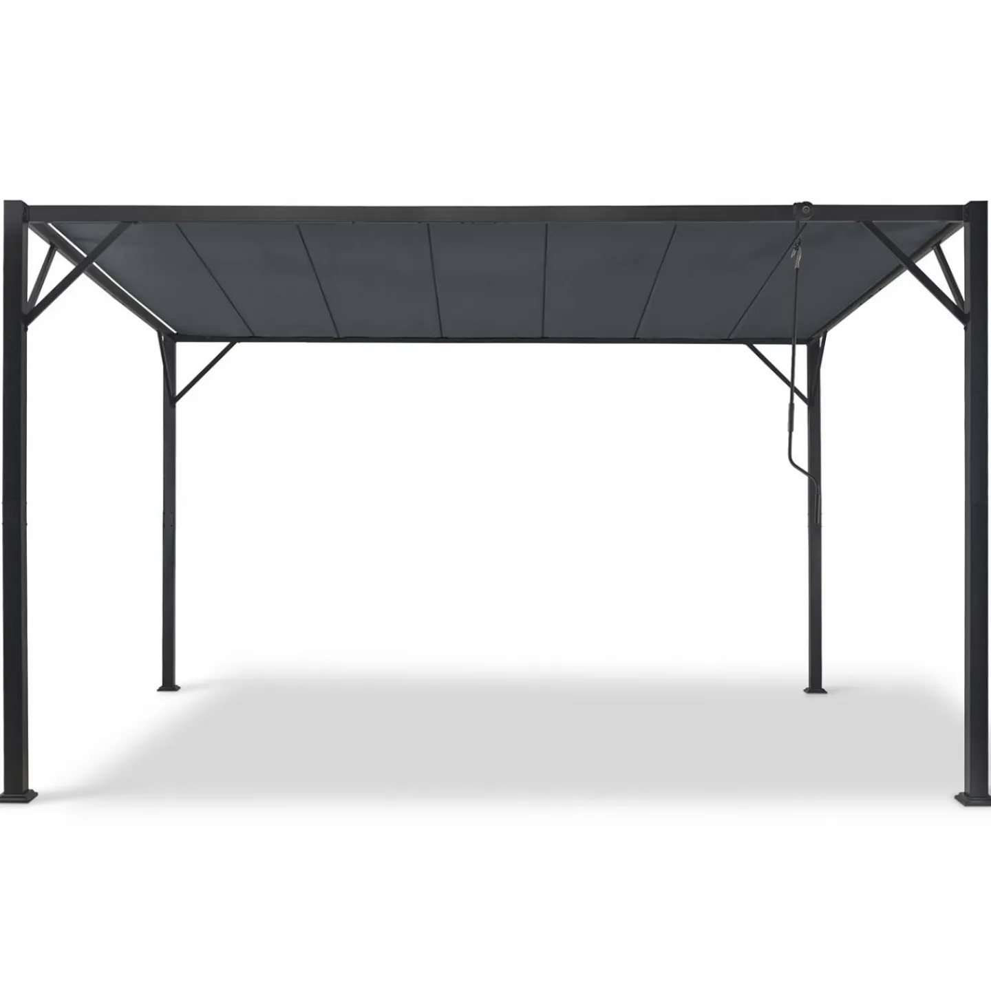 Pergola acier lames orientables avec 4 stores gris 3x3 m*IDMarket