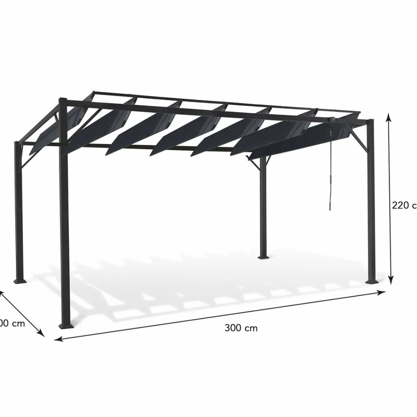 Pergola acier lames orientables avec 4 stores gris 3x3 m*IDMarket