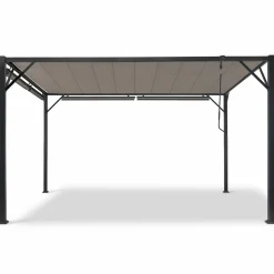 Pergola acier lames orientables 3x4m avec 4 stores taupe*IDMarket