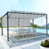 Pergola acier lames orientables 3x4 m avec 4 stores gris clair*IDMarket