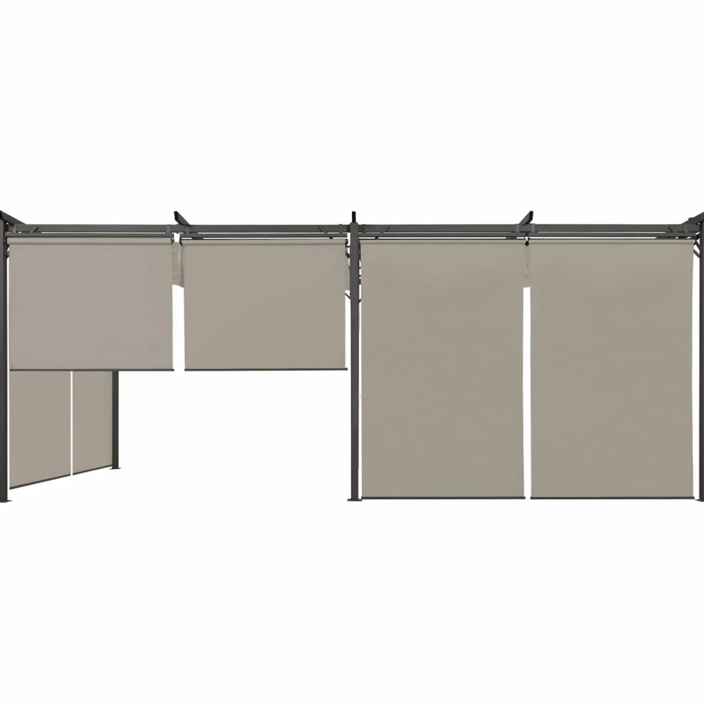 Pergola au toit rétractable avec 6 stores coloris taupe*IDMarket Clearance