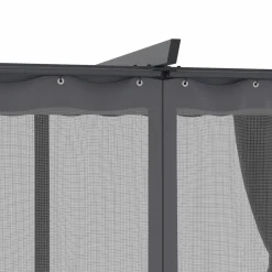 Pergola avec moustiquaire intégrée, toit rétractable et 4 rideaux gris 3x4 m*IDMarket
