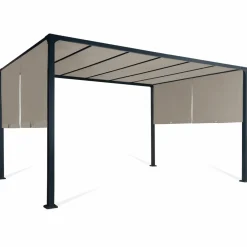 Pergola avec rideaux coulissants taupe 3x4m*IDMarket Hot