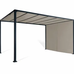 Pergola avec rideaux coulissants taupe 3x4m*IDMarket Hot