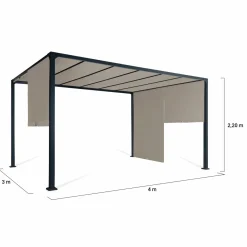 Pergola avec rideaux coulissants taupe 3x4m*IDMarket Hot