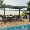 Pergola bioclimatique 3x4 M lames orientables aluminium gris anthracite*IDMarket Discount