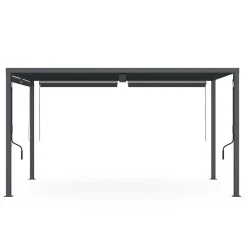 Pergola bioclimatique 3x4M lames orientables et stores gris anthracite*IDMarket Best