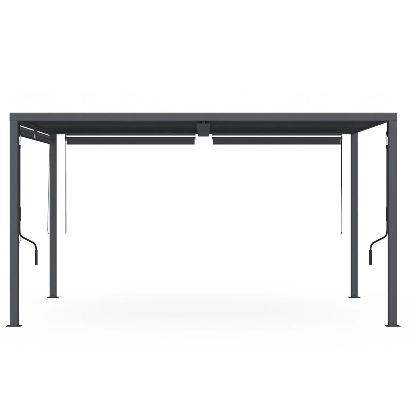 Pergola bioclimatique 3x4M lames orientables et stores gris anthracite*IDMarket Best