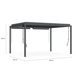 Pergola bioclimatique 3x4M lames orientables et stores gris anthracite*IDMarket Best