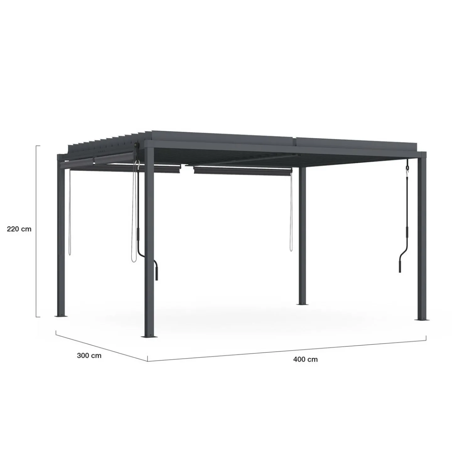 Pergola bioclimatique 3x4M lames orientables et stores gris anthracite*IDMarket Best
