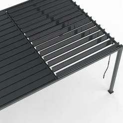 Pergola bioclimatique 3x4M lames orientables et stores gris anthracite*IDMarket Best