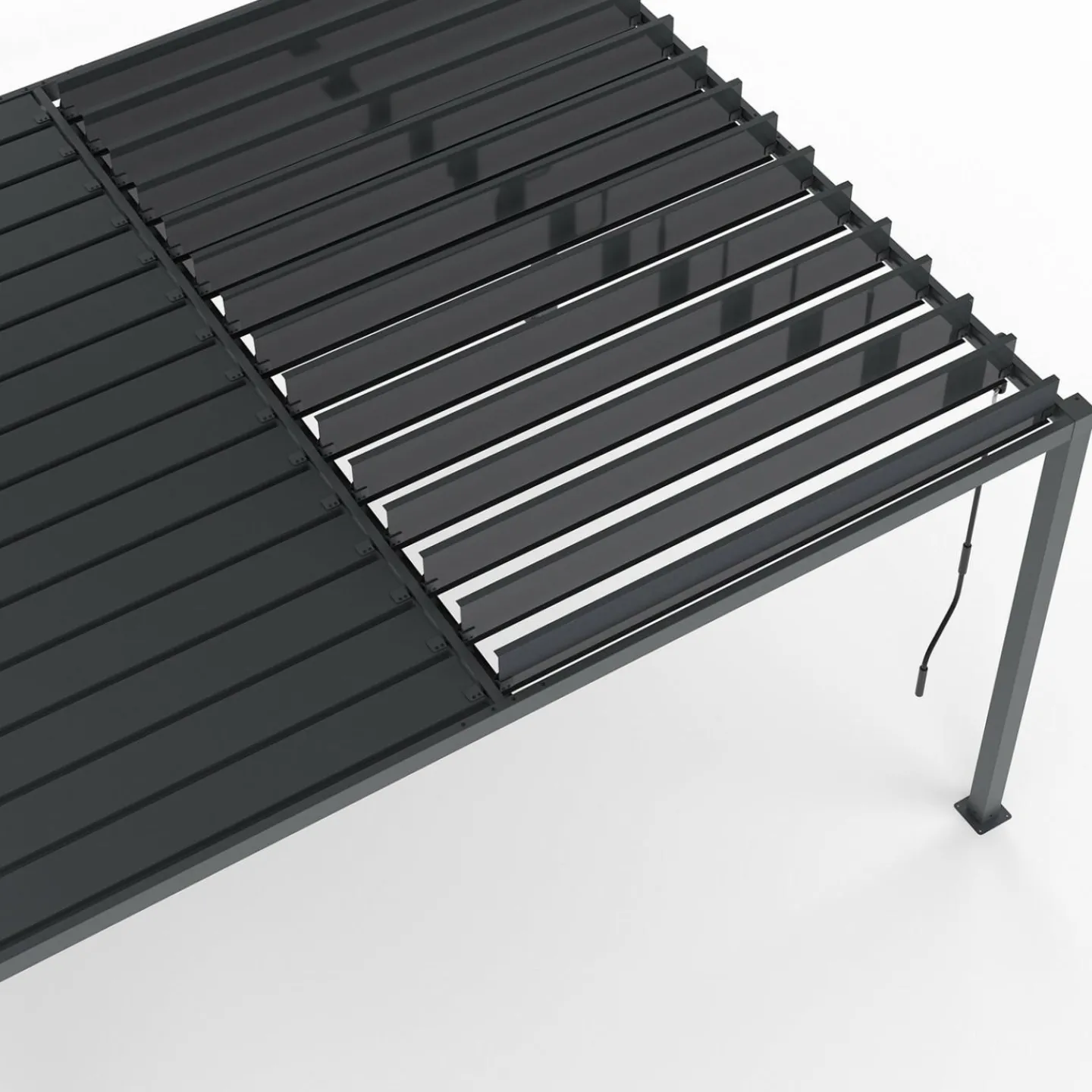 Pergola bioclimatique 3x4M lames orientables et stores gris anthracite*IDMarket Best